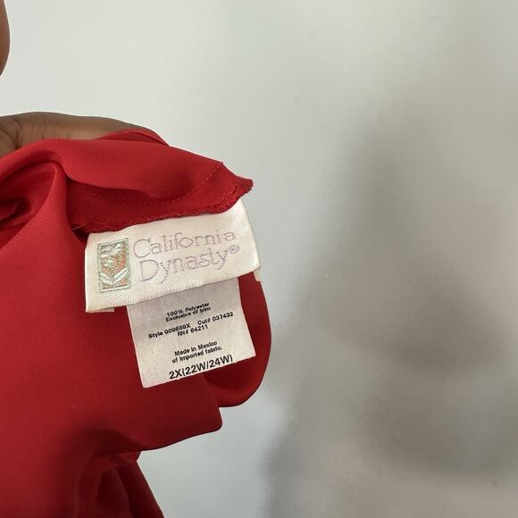 VTG GLAMOROUS SHINY Liquid SATIN Maxi Midi Dress SLIP Long GOWN Beaded Red 2X - Picture 8 of 8